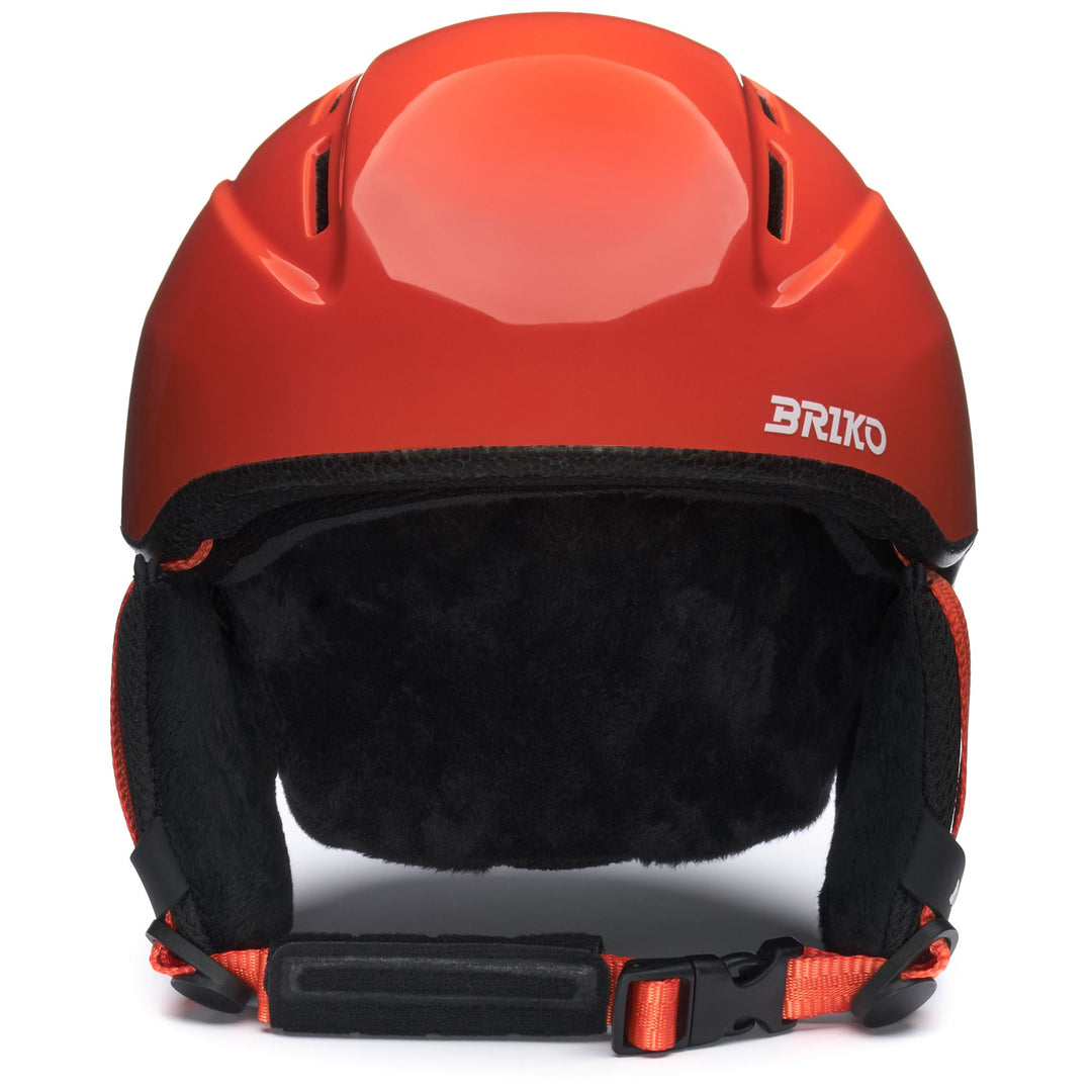 Casque de ski unisexe orange et grenade pour jeunes athlètes main