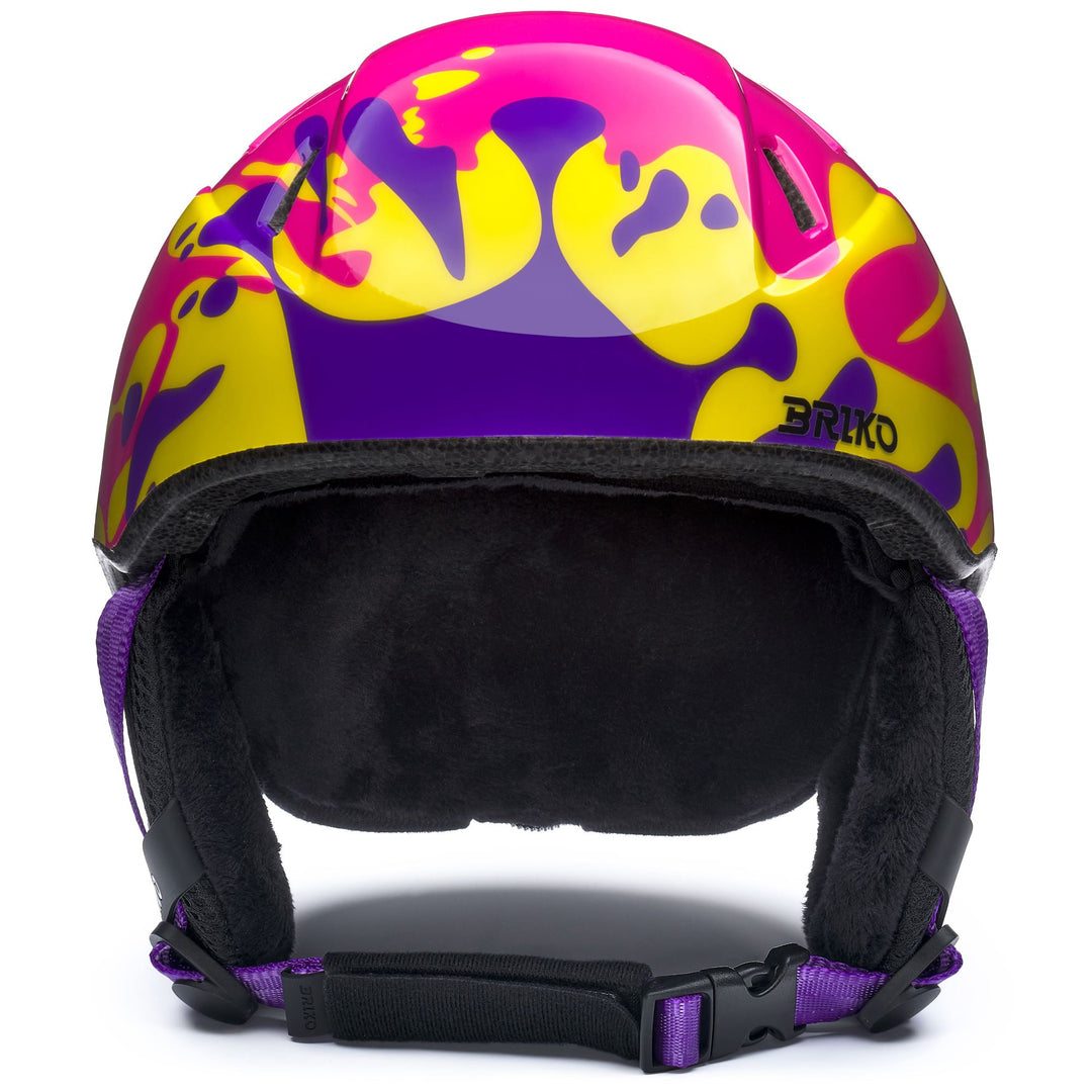 Casque de ski unisexe violet et rose pour jeunes athlètes main