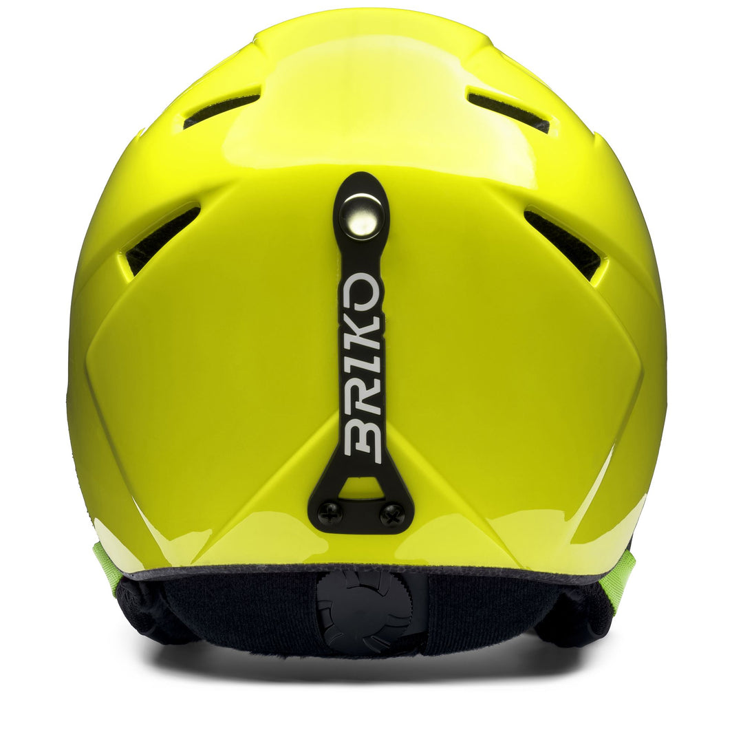 Casque de ski vert et jaune pour enfants, destiné aux jeunes athlètes main