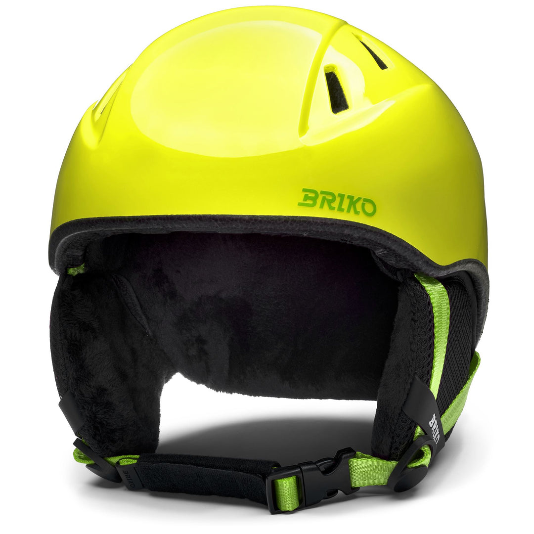 Casque de ski vert et jaune pour enfants, destiné aux jeunes athlètes 01