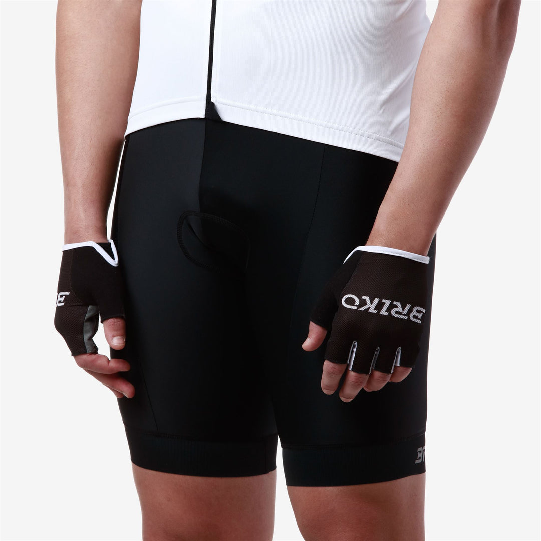 Gants de cyclisme unisexes blancs et noirs avec ventilation et adhérence main