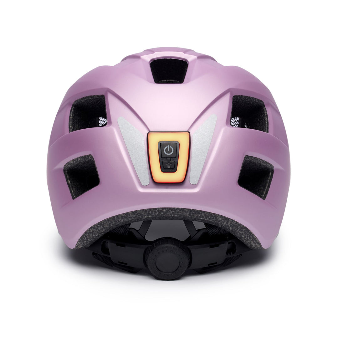 Casque de vélo violet et rose pour enfant avec LED rechargeable main