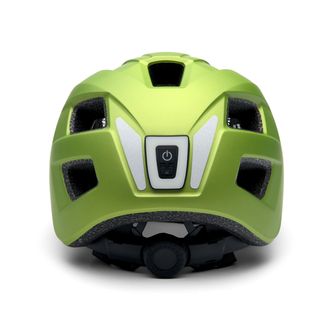 Kid's Green and White Cycling Helmet with Ventilation and LED Light main