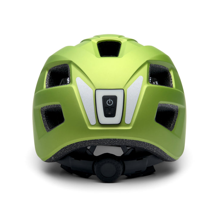 Kid's Green and White Cycling Helmet with Ventilation and LED Light 4