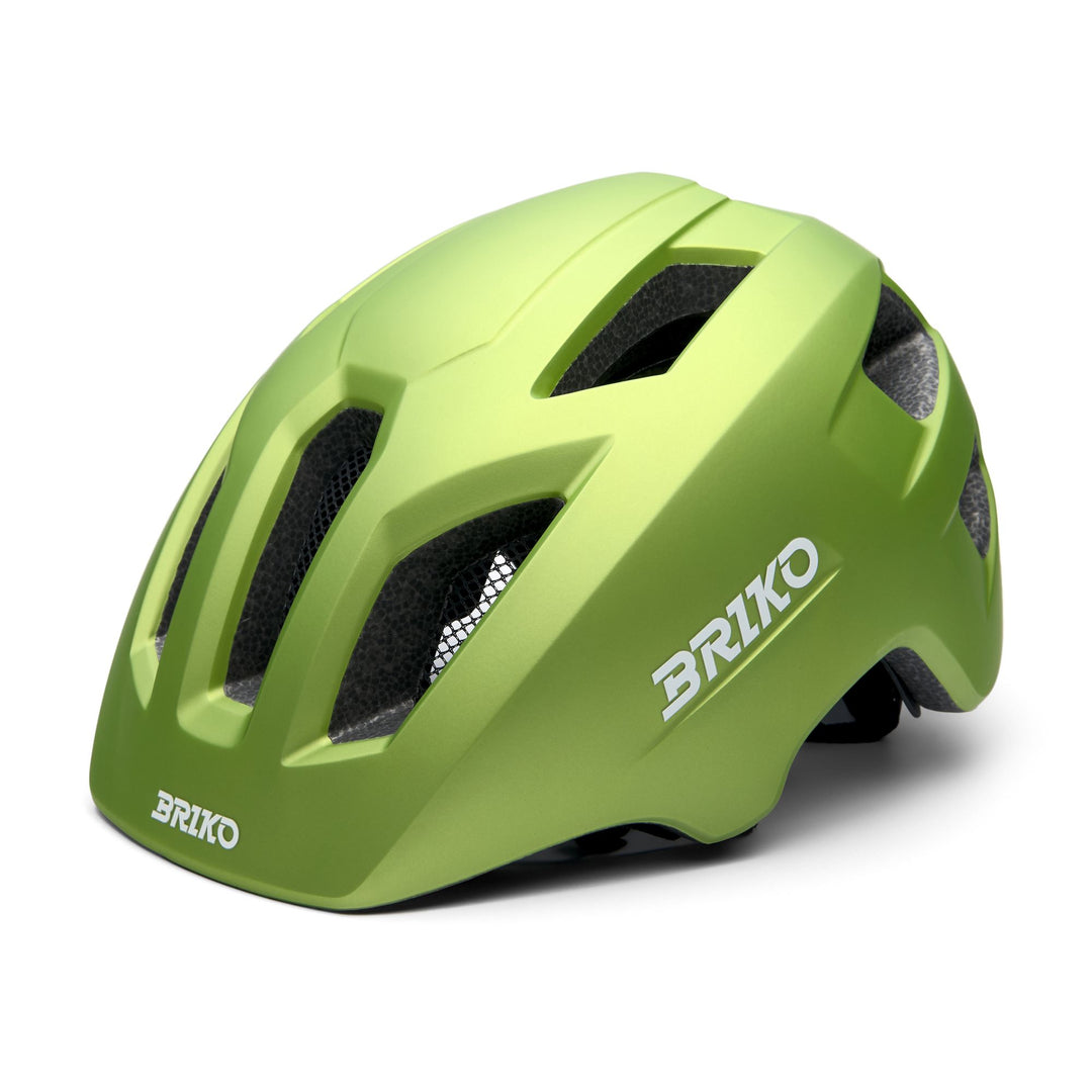 Casco da ciclismo per bambini verde e bianco con ventilazione e luce LED 01