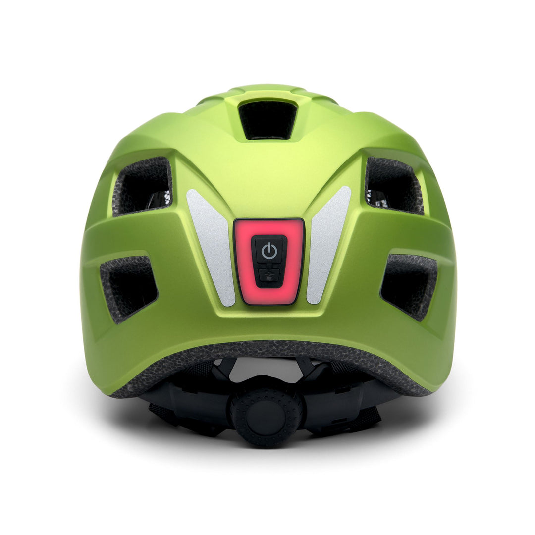 Kid's Green and White Cycling Helmet with Ventilation and LED Light main