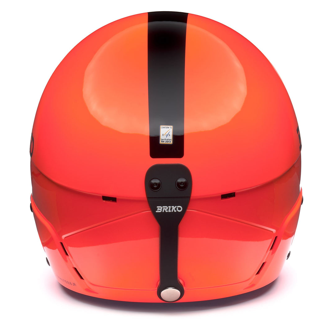 Casque de ski rouge et orange pour jeunes skieurs main