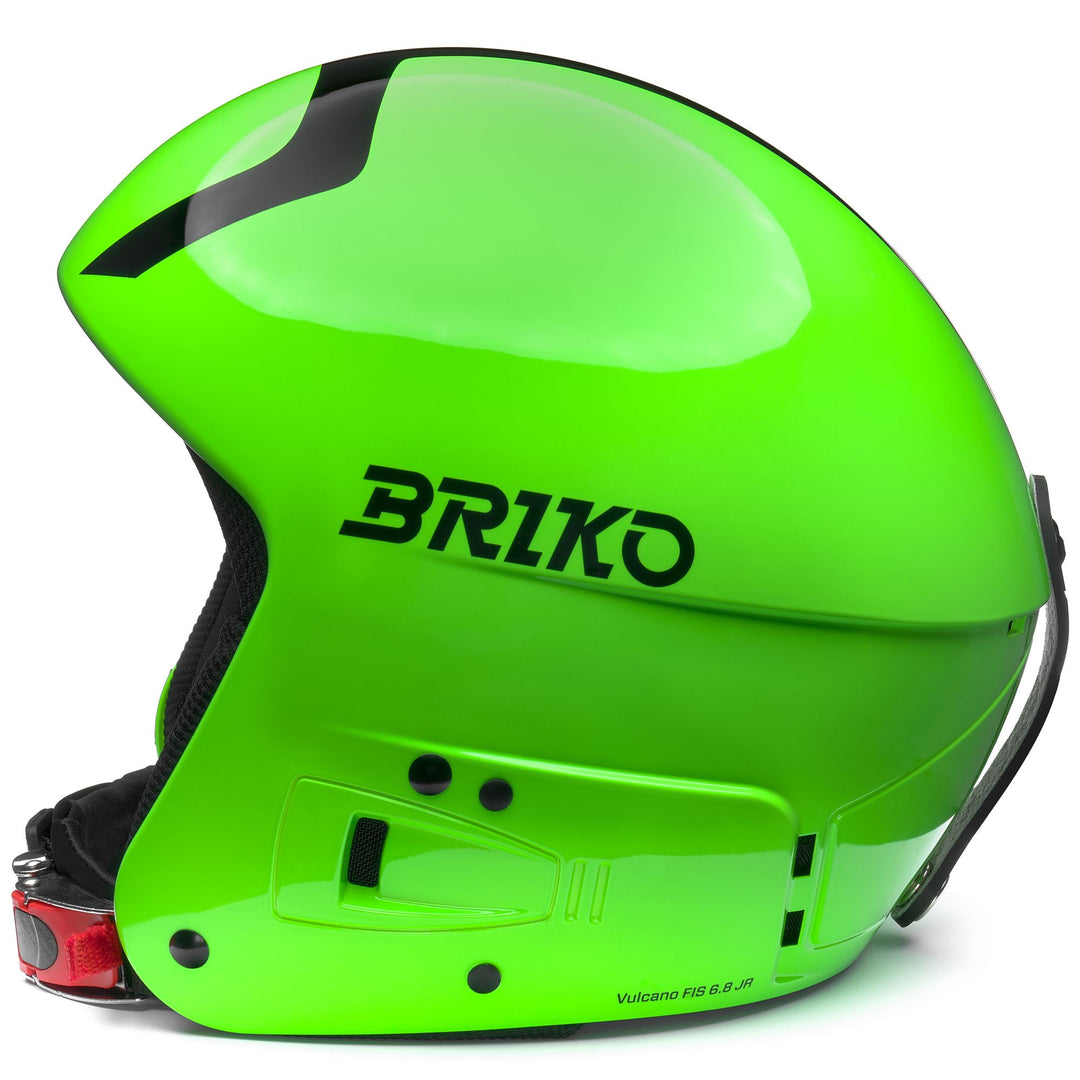 Casque de ski enfant certifié FIS vert fluo avec ajustement réglable main