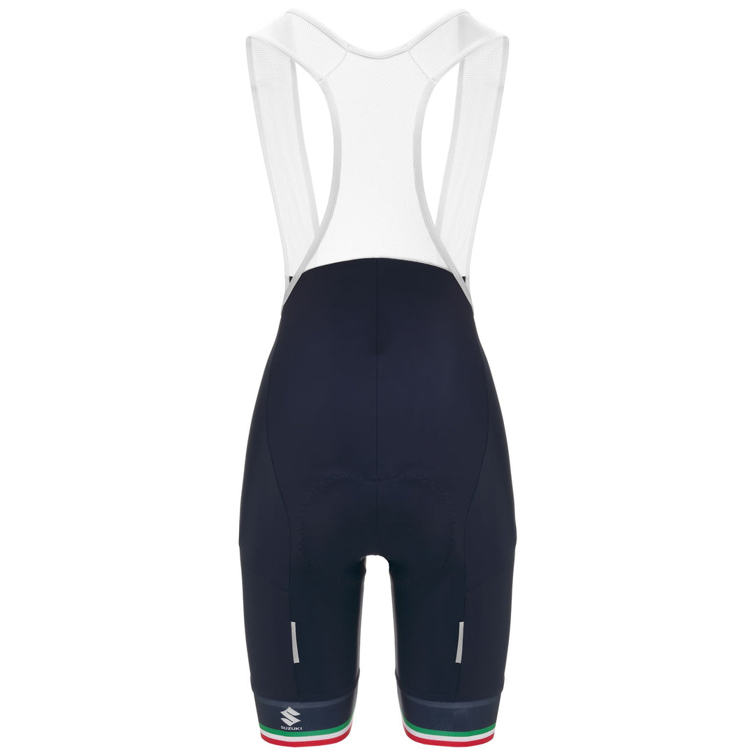 Cuissard de triathlon bleu pour femme avec compression et coussinet en gel main