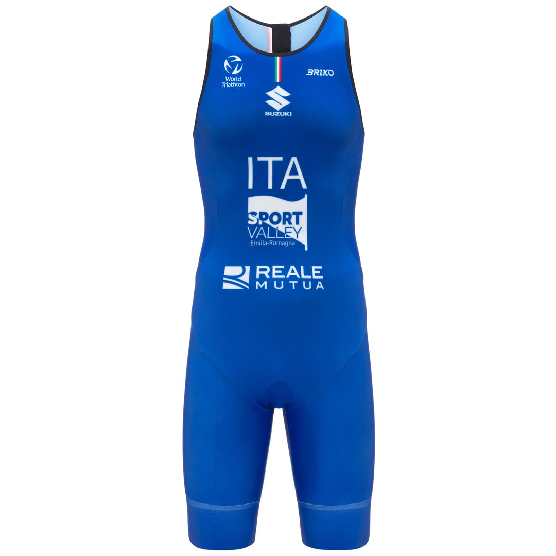 Combinaison de triathlon bleue pour homme avec traitement déperlant 01