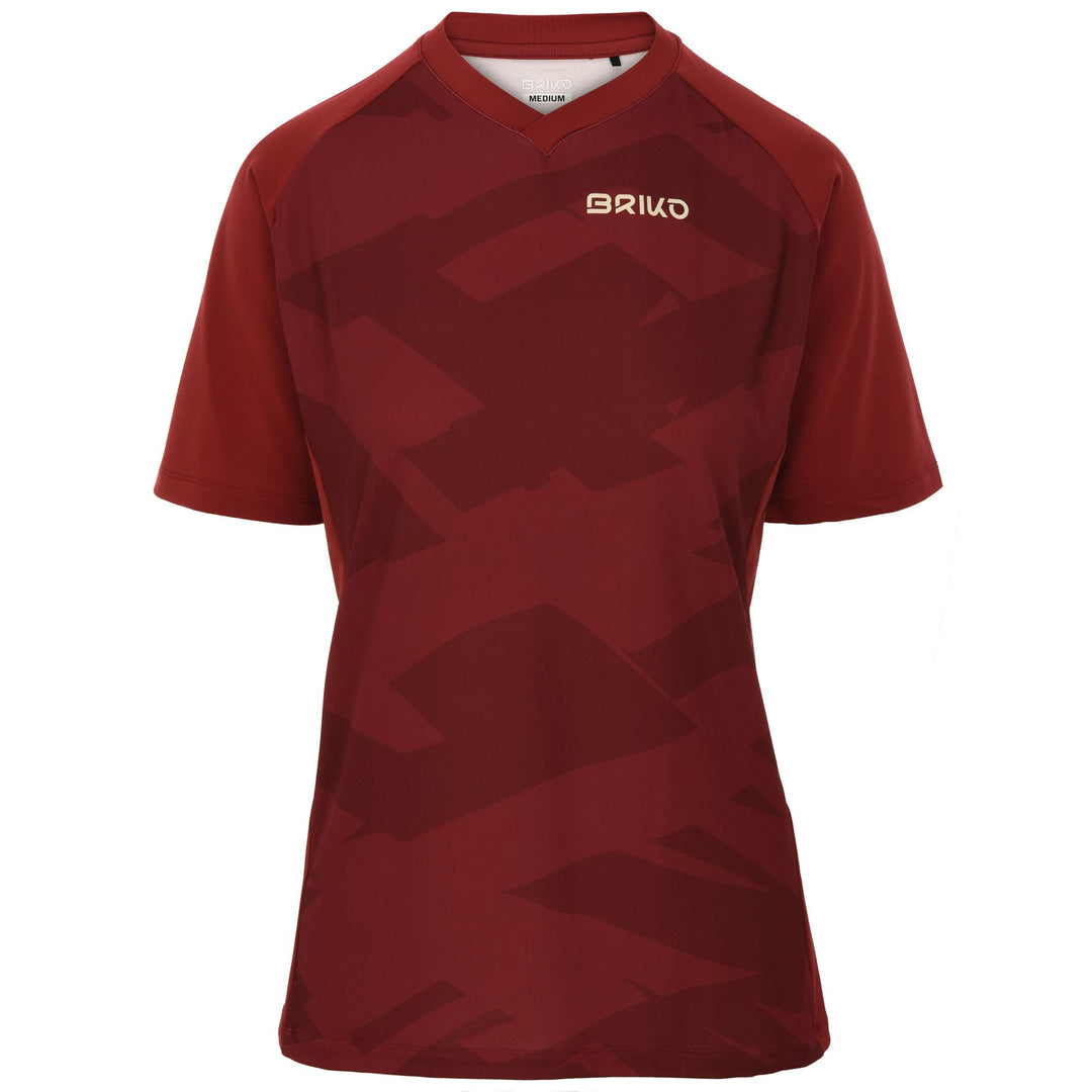 Red Women's Mountain Bike Jersey with Camouflage Graphic 01