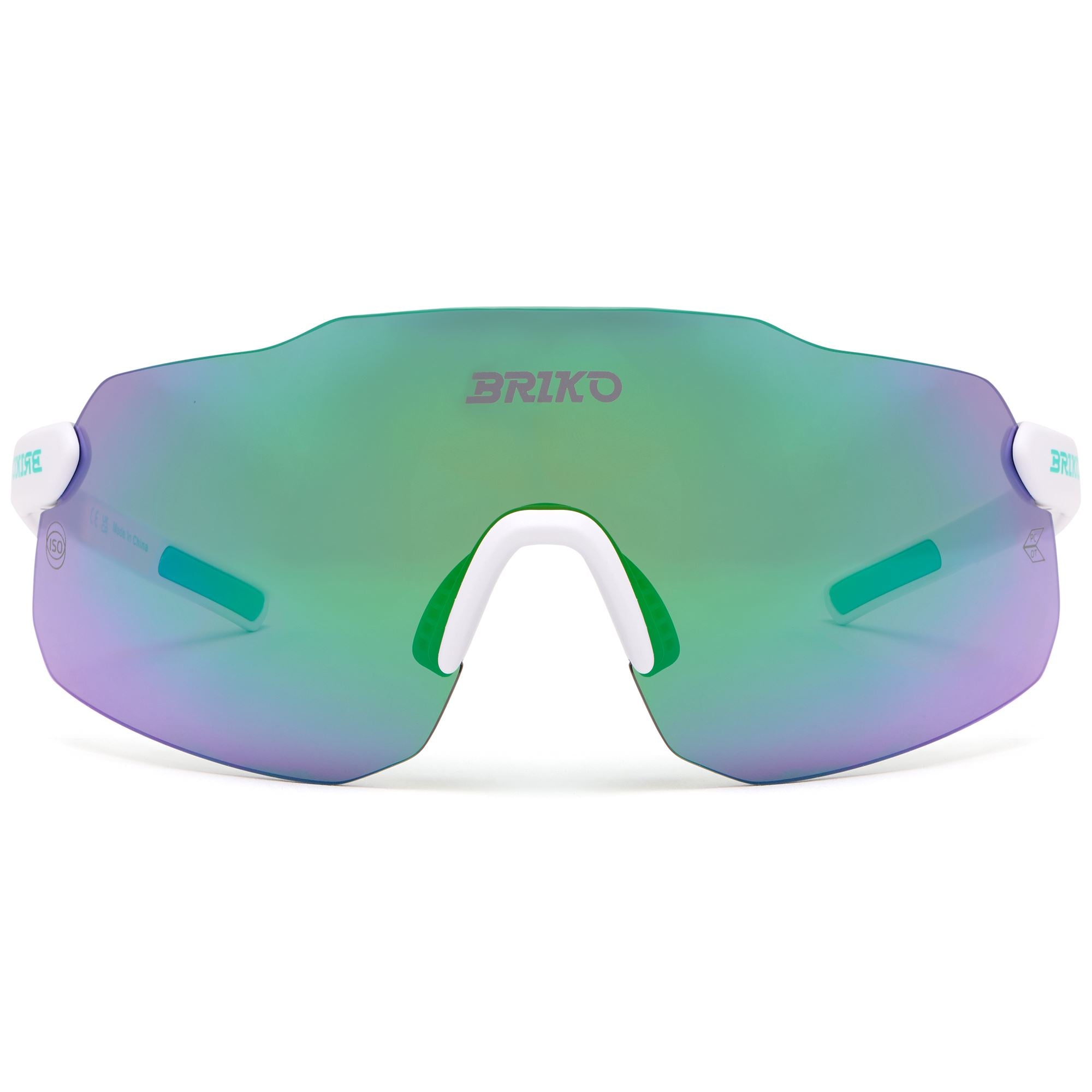 Unisex White and Green Lightweight Sport Sunglasses with 3 Lenses