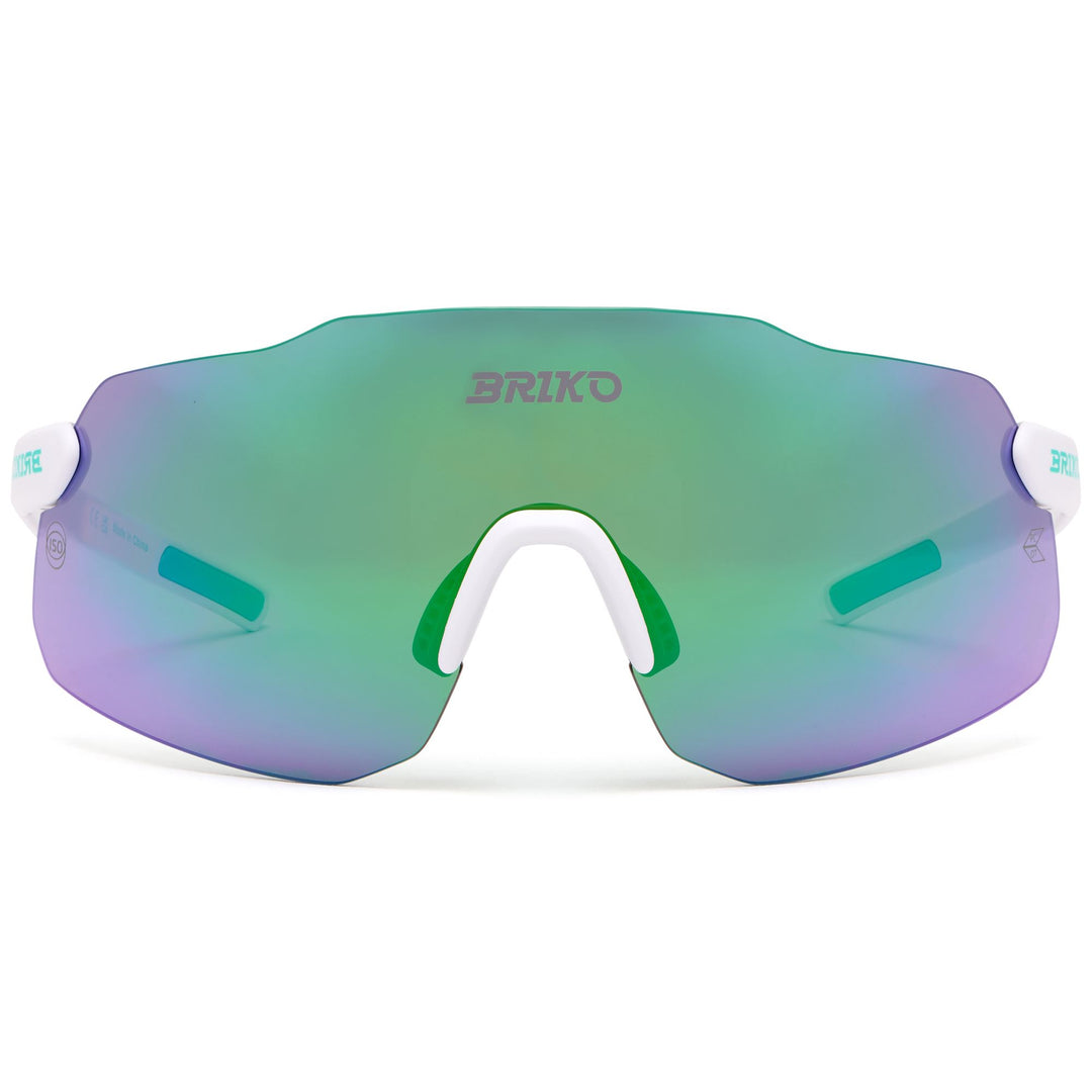 Occhiali da sole sportivi unisex bianchi e verdi leggeri con 3 lenti 01