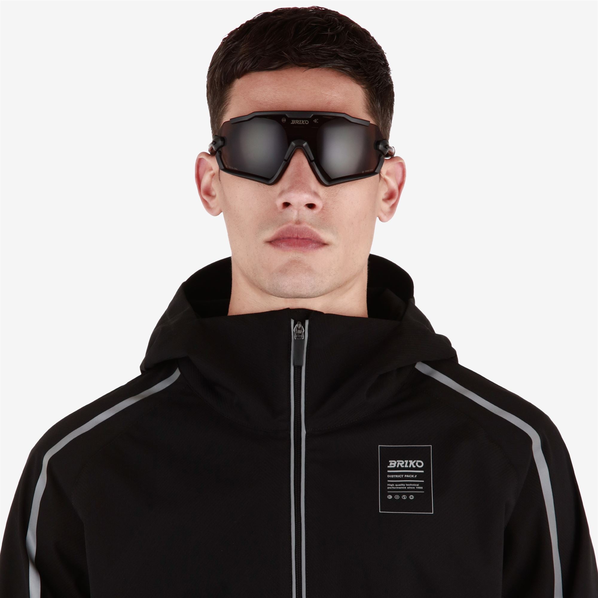 Unisex Black Sport Sunglasses with Prescription Lens Adapter | Briko