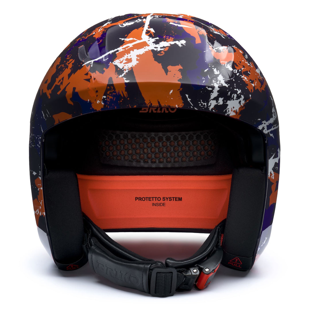 Casque de ski unisexe orange pour la compétition, offrant une protection maximale main