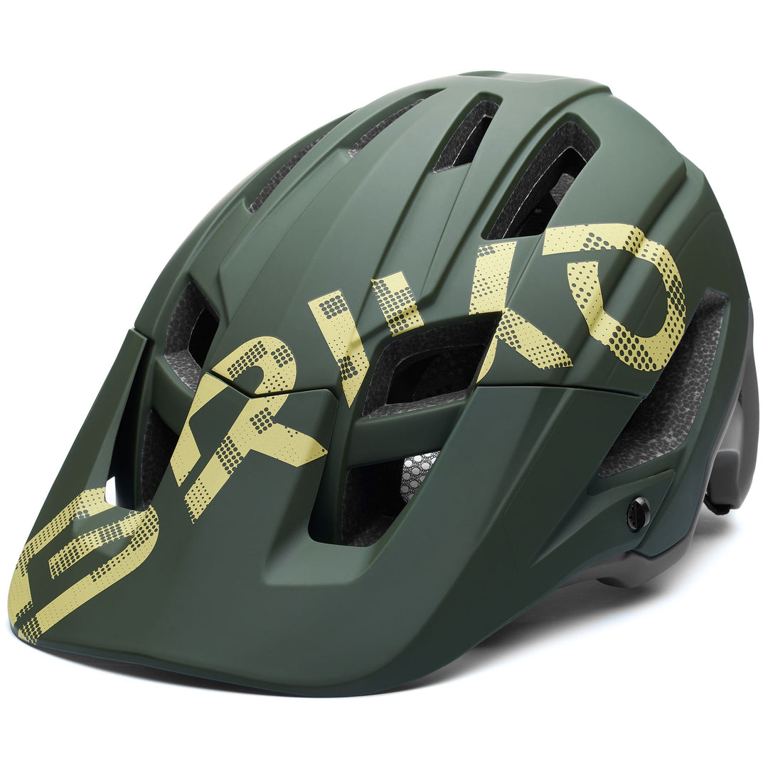 Unisex Green and Grey Mountain Bike Helmet with Visor 01
