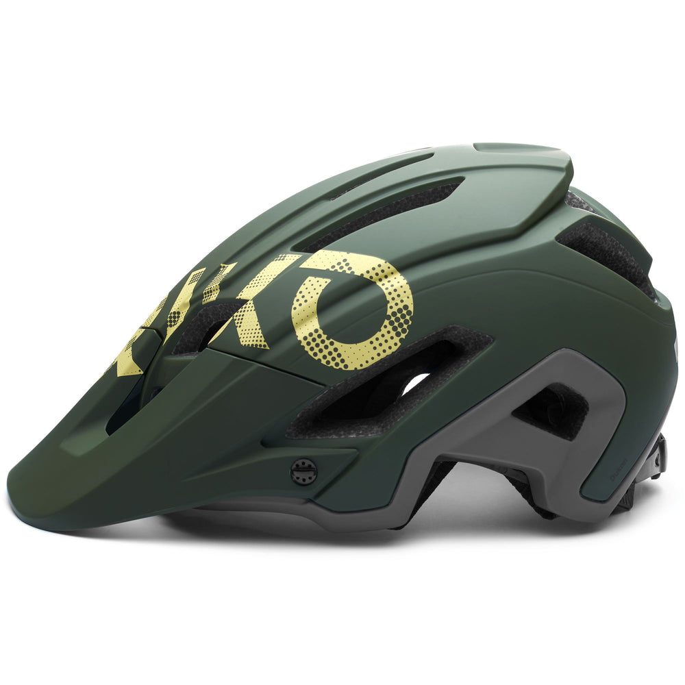 Unisex Green and Grey Mountain Bike Helmet with Visor 02