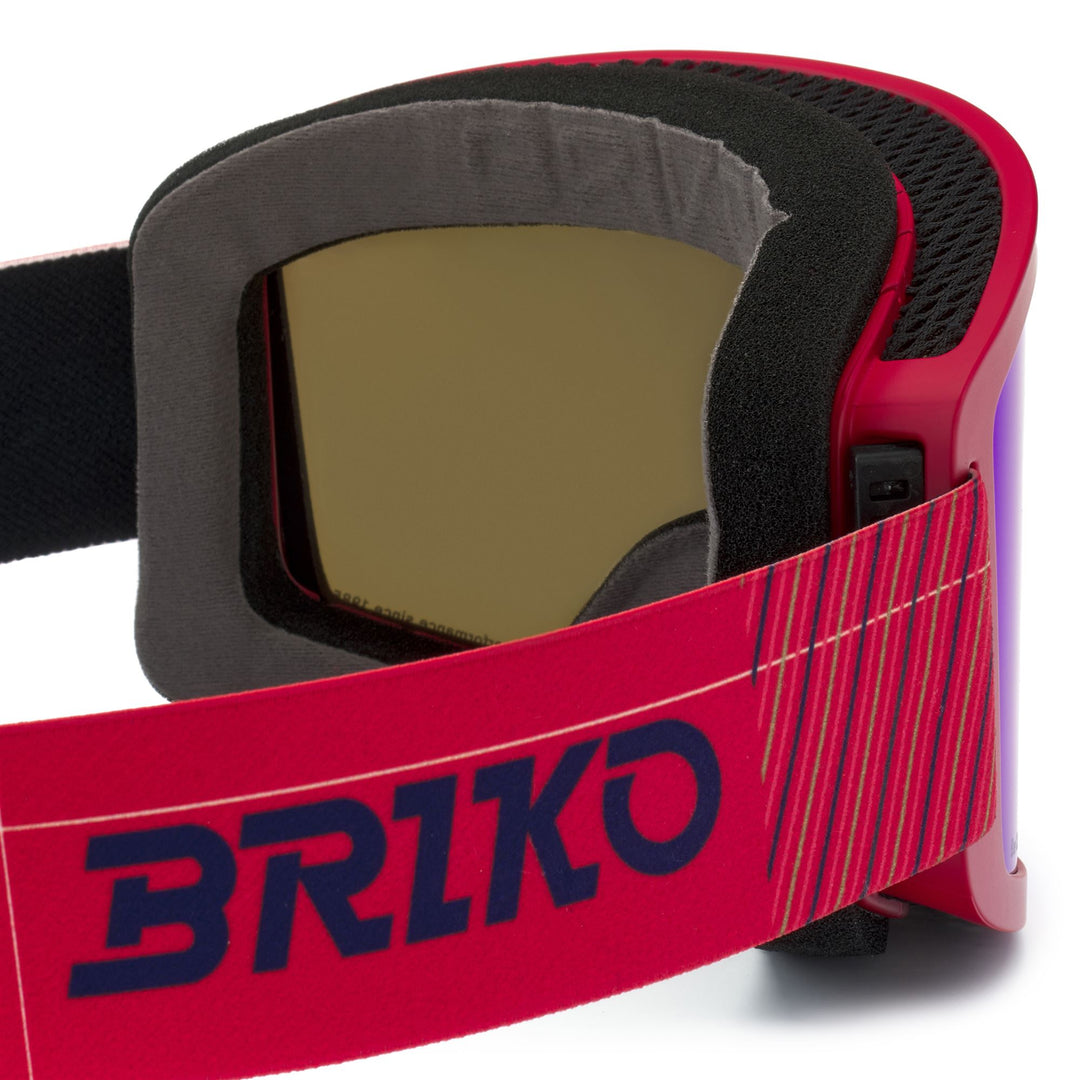 Masque de ski unisexe rouge avec traitement antibuée et protection UV pour jeunes athlètes main