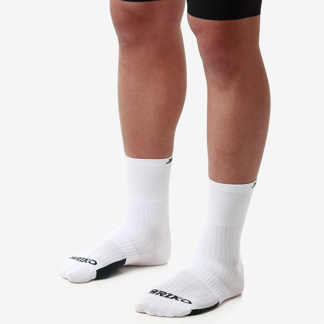 Chaussettes de cyclisme blanches unisexes avec soutien de compression main