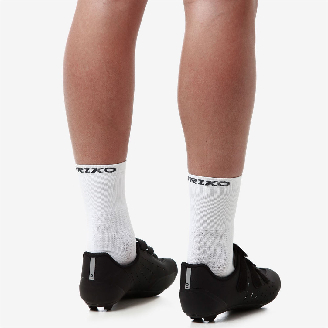 Chaussettes de cyclisme blanches unisexes avec soutien de compression main
