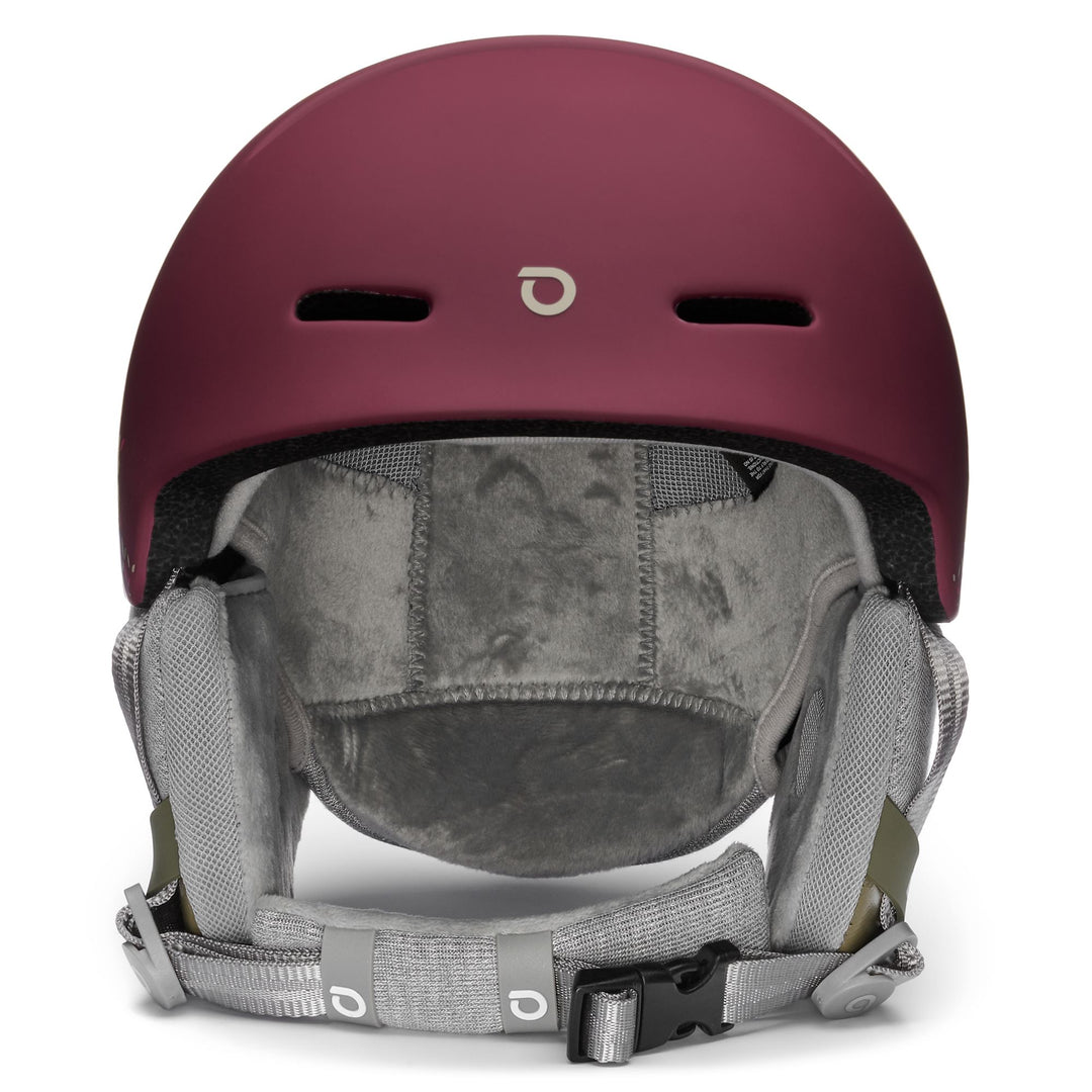 Casque de ski pour femme rouge et beige avec technologie In-Mold main