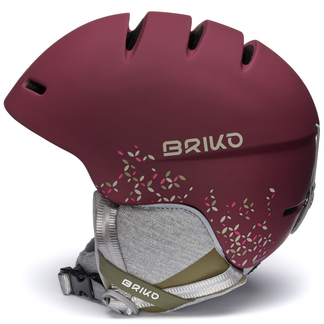 Casque de ski pour femme rouge et beige avec technologie In-Mold main