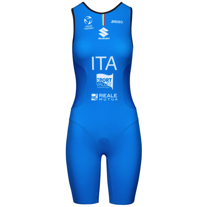 Woman Blue Triathlon Bodysuit with Water-Repellent Treatment 1