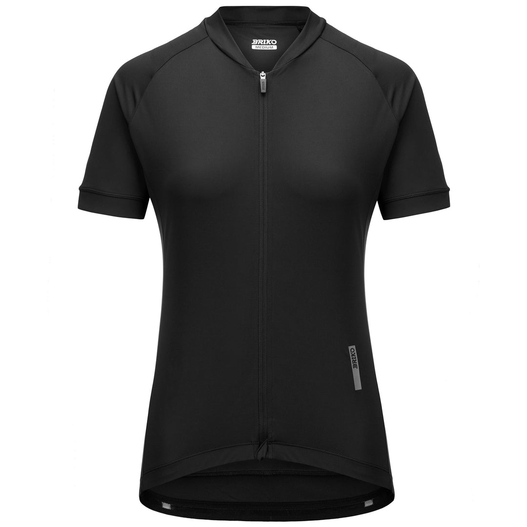 Maglia da ciclismo nera da donna per percorsi su strada e ghiaia 01