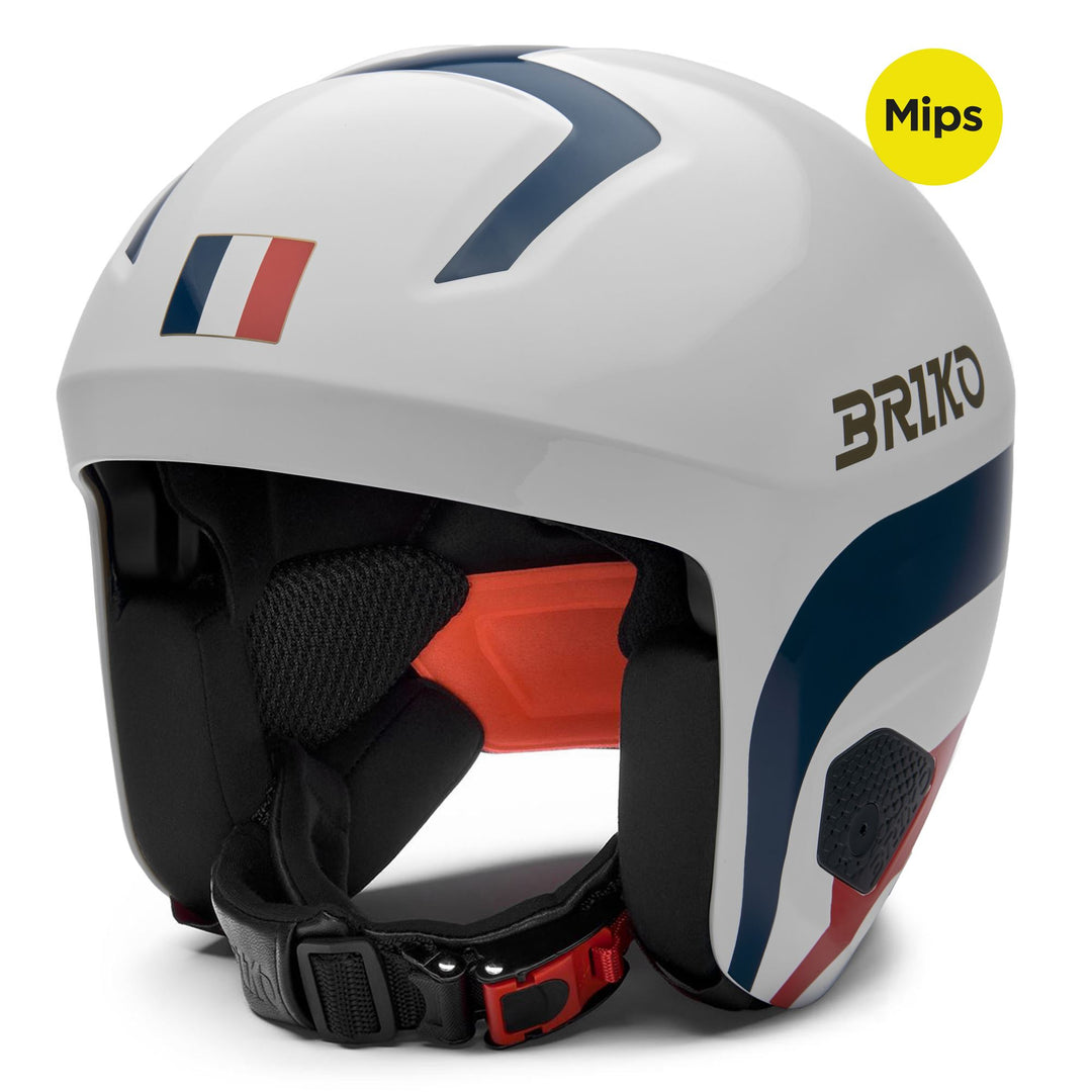 Unisex White Blue Red and Gold Race Helmet for Winter Sports main
