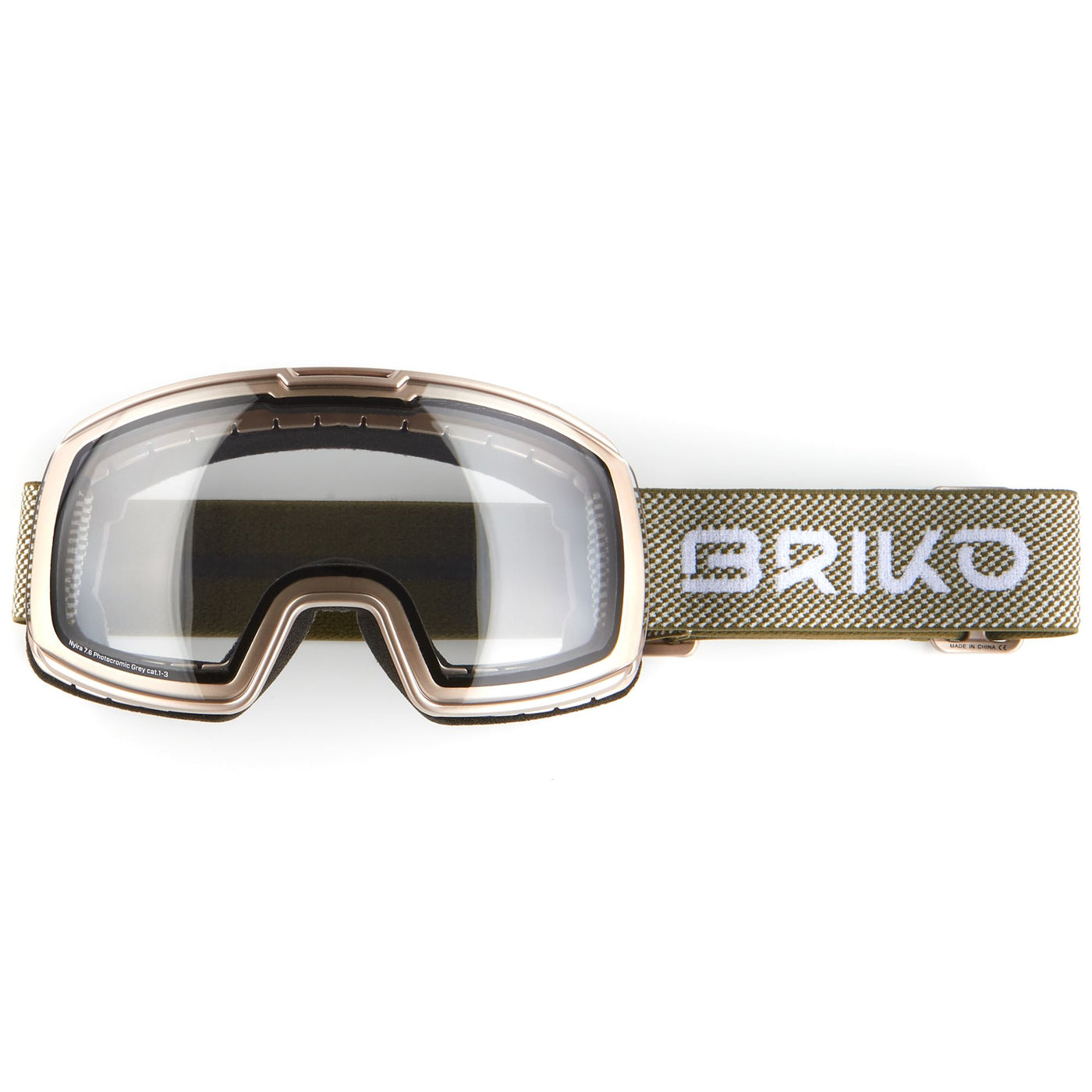 Goggles Unisex Nyira 7.6 Photo Ski  Goggles D GREEN BEIGE-PHG13 | briko Dressed Front (jpg Rgb)	