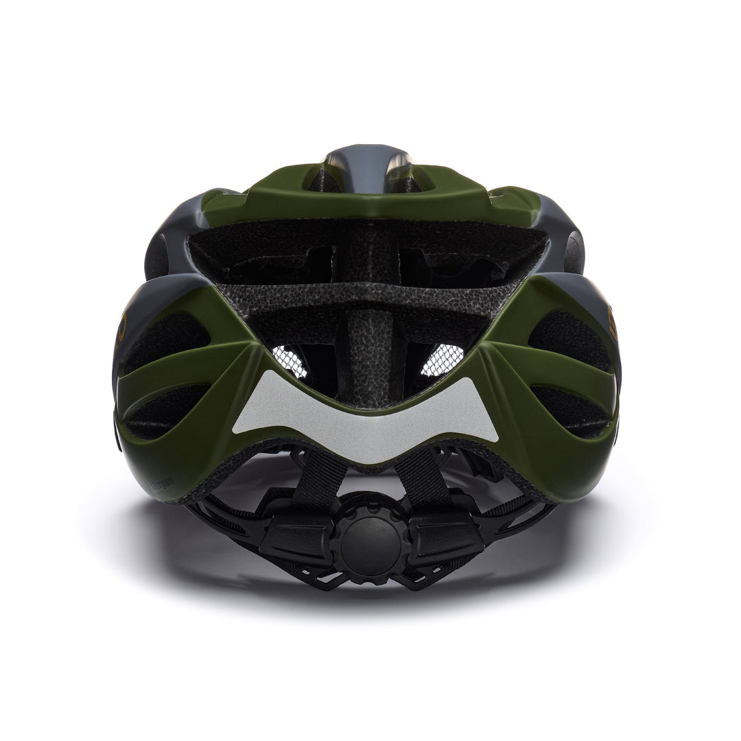 Helmets Unisex MORGAN Helmet MATT THATCH GREEN - ABBEY GREY - TURMENIC YELLOW Dressed Back (jpg Rgb)		