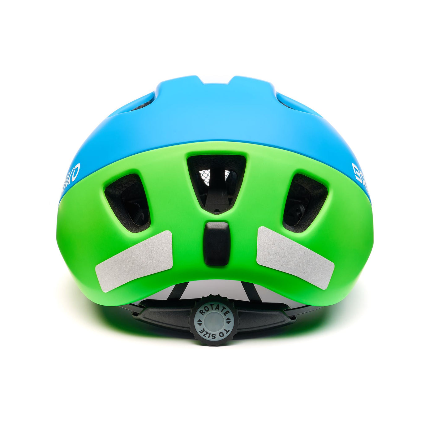 Helmets Kid unisex FURY Helmet MATT BLUE GREEN FLUO Dressed Back (jpg Rgb)		
