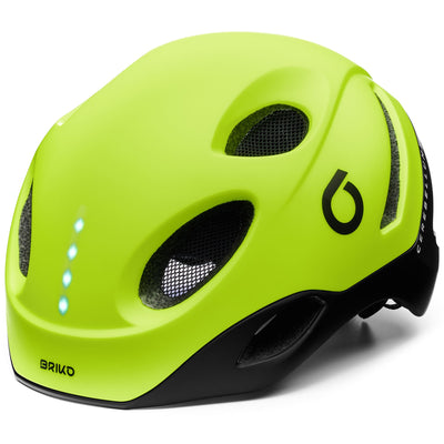 Helmets Unisex E - ONE LED Helmet LIME FLUO -  BLACK | briko Dressed Front (jpg Rgb)	