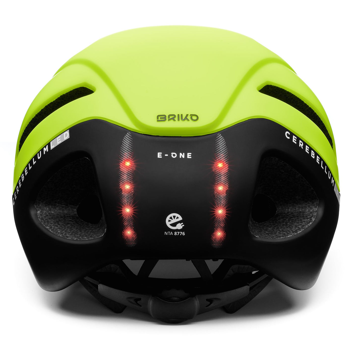 Helmets Unisex E - ONE LED Helmet LIME FLUO -  BLACK | briko Dressed Back (jpg Rgb)		