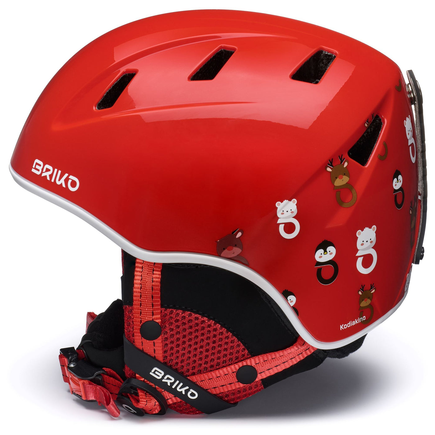 Helmets Kid unisex KODIAKINO 2.0 Helmet SHINY MONZA RED - WHITE - ANIMAL Dressed Front (jpg Rgb)	