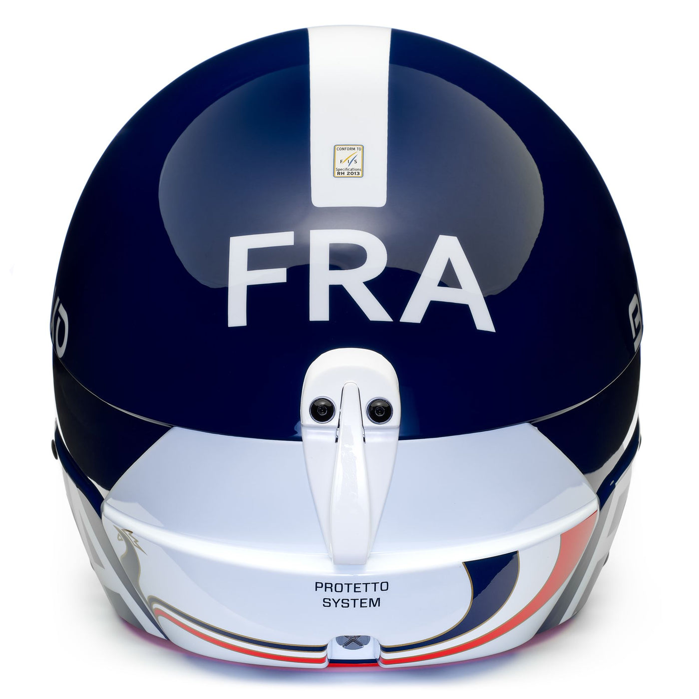 Helmets Unisex VULCANO FIS 6.8 - FRANCE Helmet SHINY BLUE WHITE Dressed Back (jpg Rgb)		
