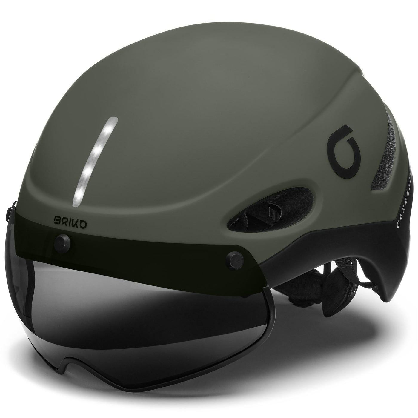 Helmets Unisex E- ONE VISOR Helmet MATT GREEN STORM DUST - BLACK Dressed Front (jpg Rgb)	