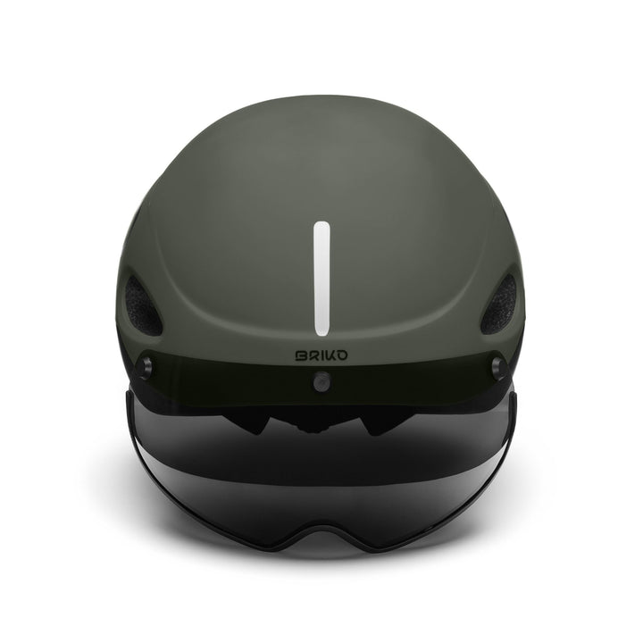 Helmets Unisex E- ONE VISOR Helmet MATT GREEN STORM DUST - BLACK Dressed Back (jpg Rgb)		