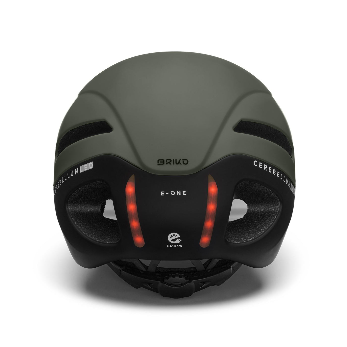 Helmets Unisex E- ONE VISOR Helmet MATT GREEN STORM DUST - BLACK Dressed Front Double		