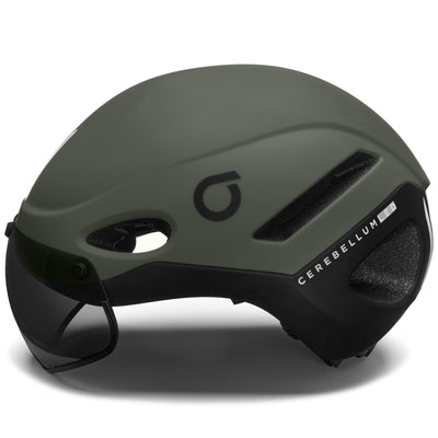 Helmets Unisex E- ONE VISOR Helmet MATT GREEN STORM DUST - BLACK Dressed Side (jpg Rgb)		