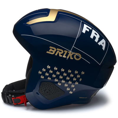 Helmets Unisex VULCANO 2.0 FRANCE Helmet SHINY TANGAROA BLUE - GOLD - WHITE Dressed Front (jpg Rgb)	