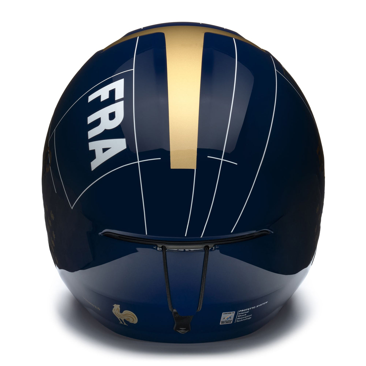 Helmets Unisex VULCANO 2.0 FRANCE Helmet SHINY TANGAROA BLUE - GOLD - WHITE Dressed Back (jpg Rgb)		