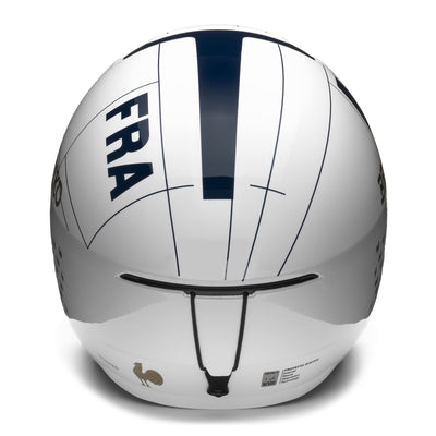 Helmets Unisex VULCANO 2.0 FRANCE Helmet SHINY WHITE - TANGAROA BLUE - GOLD Dressed Back (jpg Rgb)		