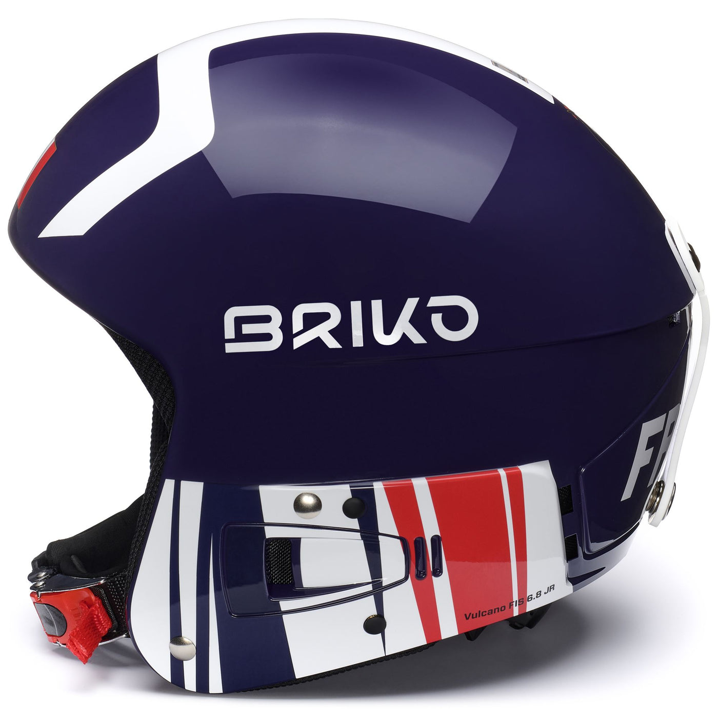 Helmets Unisex VULCANO FIS 6.8 - FRANCE JR Helmet SHINY TANGAROA BLUE - WHITE Dressed Front (jpg Rgb)	