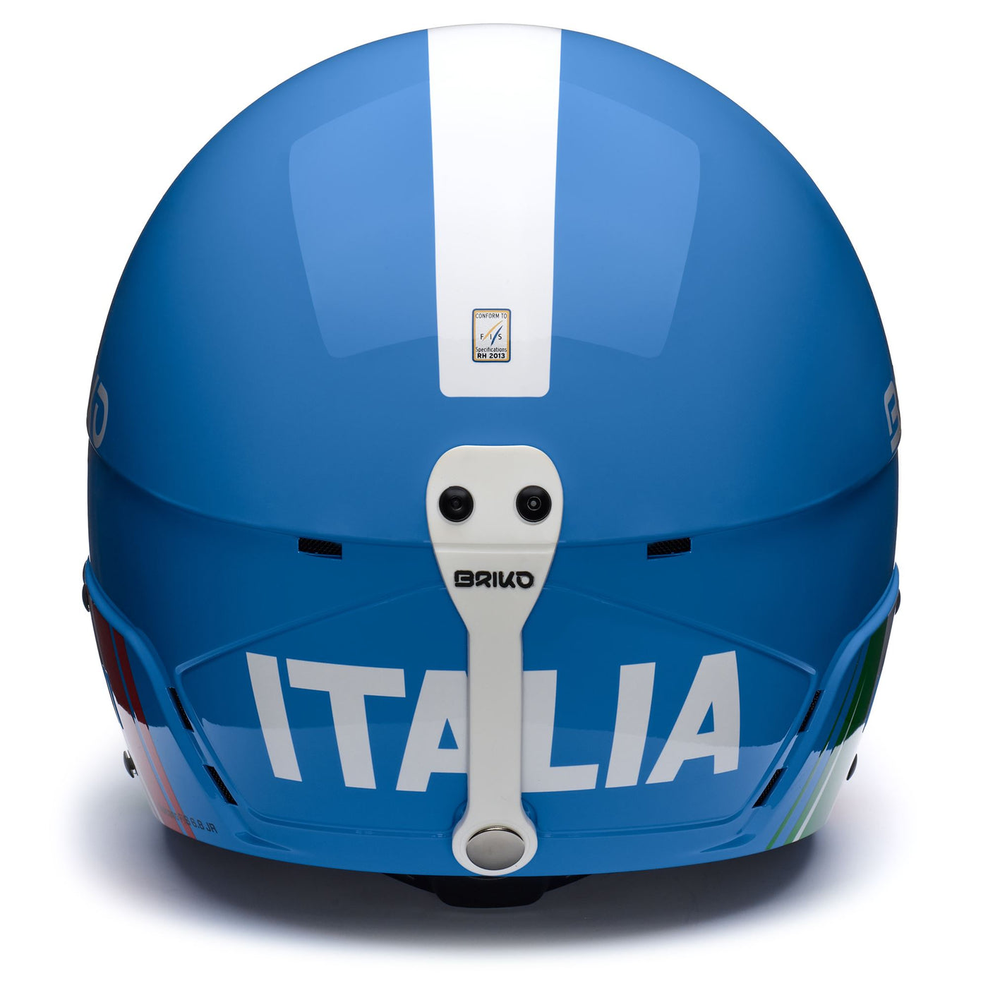 Helmets Unisex VULCANO FIS 6.8 JR - ITALIA Helmet SHINY SCIENCE BLUE - WHITE | briko Dressed Back (jpg Rgb)		