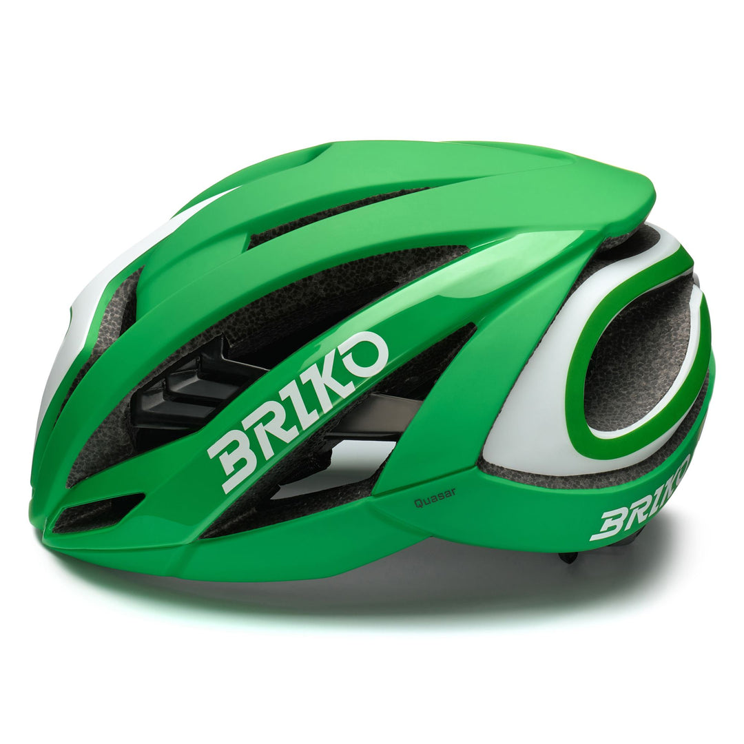 Helmets Unisex QUASAR BARDIANI Helmet GREEN - WHITE Dressed Front (jpg Rgb)	